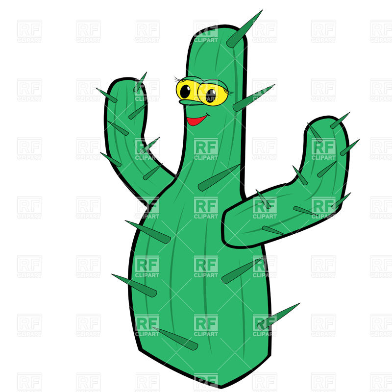 800x800 Funny Cartoon Cactus With Face Royalty Free Vector Clip Art Image