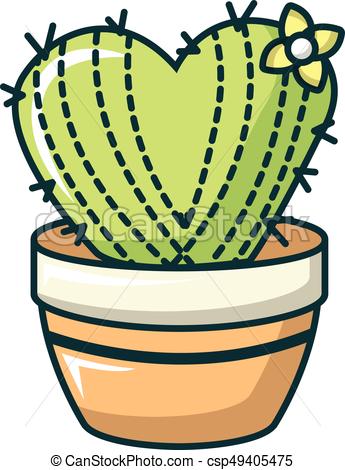 345x470 Heart Cactus Icon, Cartoon Style. Heart Cactus Icon. Cartoon