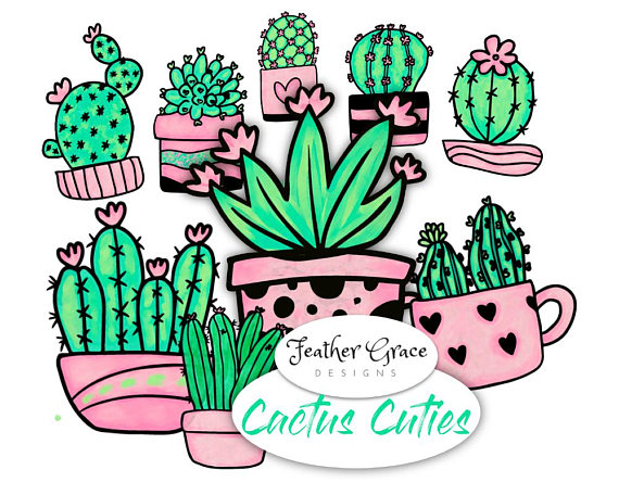 570x456 Watercolor Cactus Clipart Cacti Cute Cactus Succulent