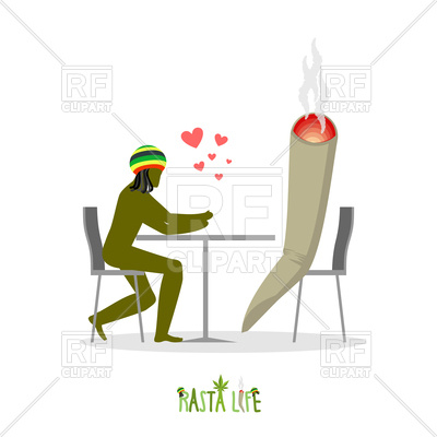 400x400 Rastaman And Joint Or Spliff In Cafe Royalty Free Vector Clip Art