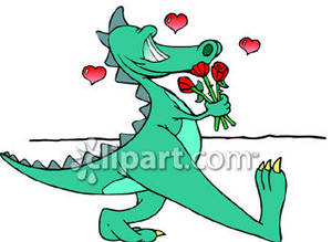 300x219 Cartoon Crocodile With Roses