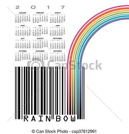 450x470 2017 Upc Barcode Calendar With A Rainbow And Space For Your Eps