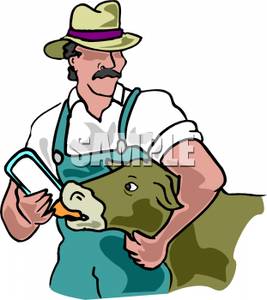267x300 Clipart Image A Farmer Giving A Calf A Bottle