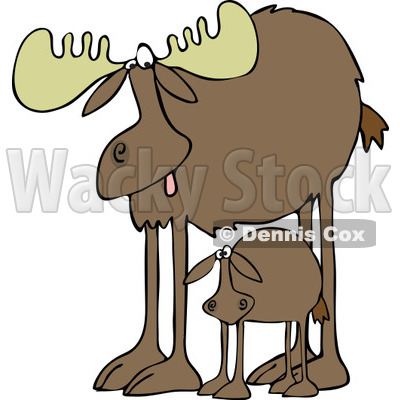 400x400 Clipart Of A Mother Moose And Calf