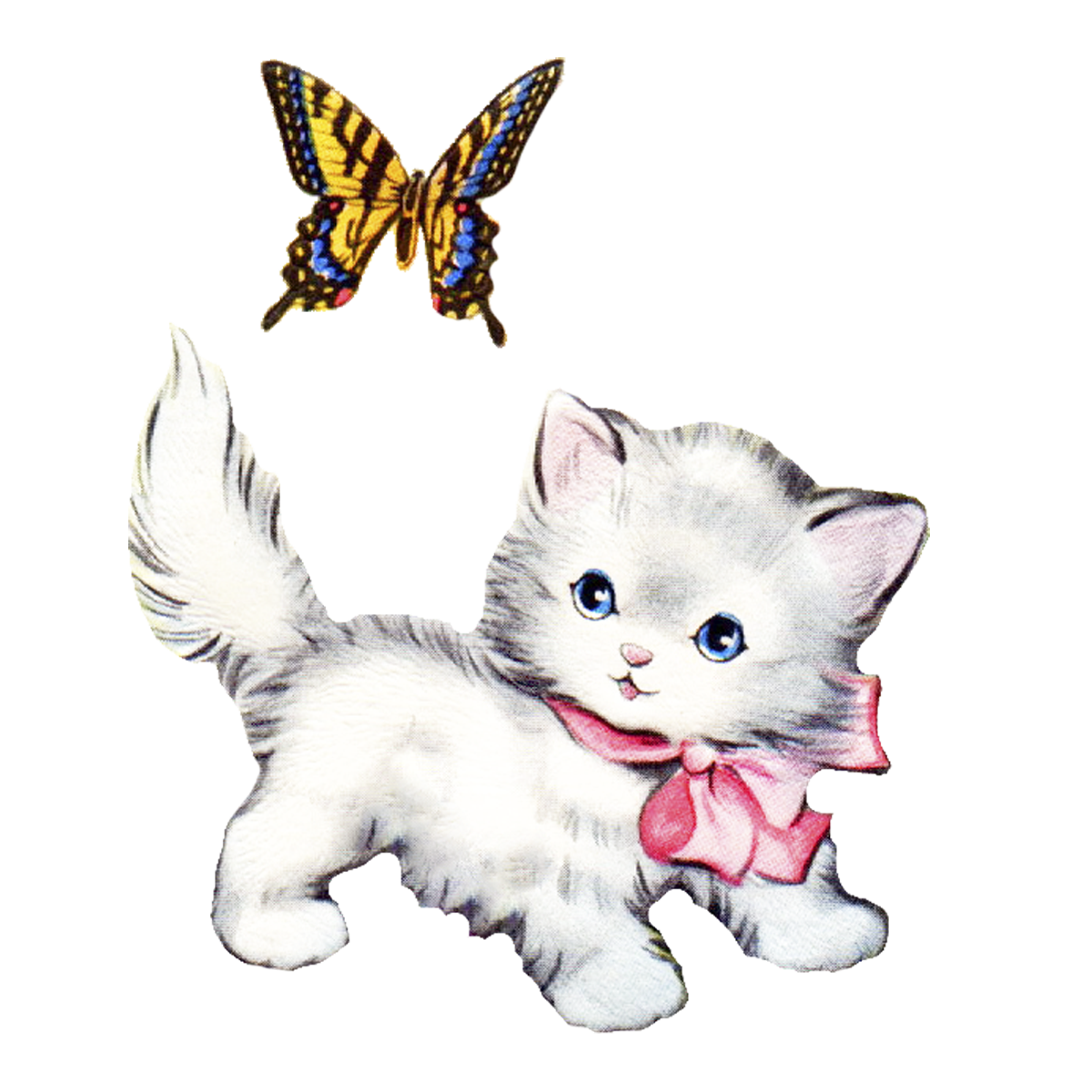 1200x1200 Vintage Kitten Clipart