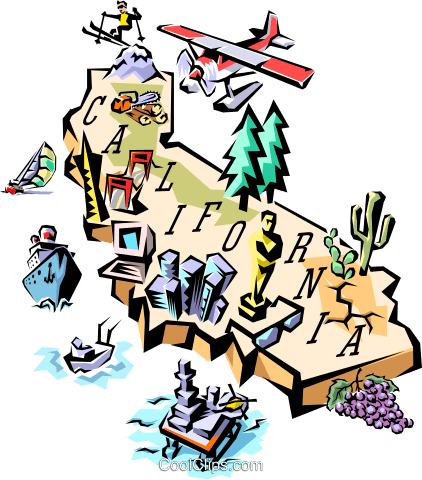 422x480 California Map Royalty Free Vector Clip Art Illustration Worl0096