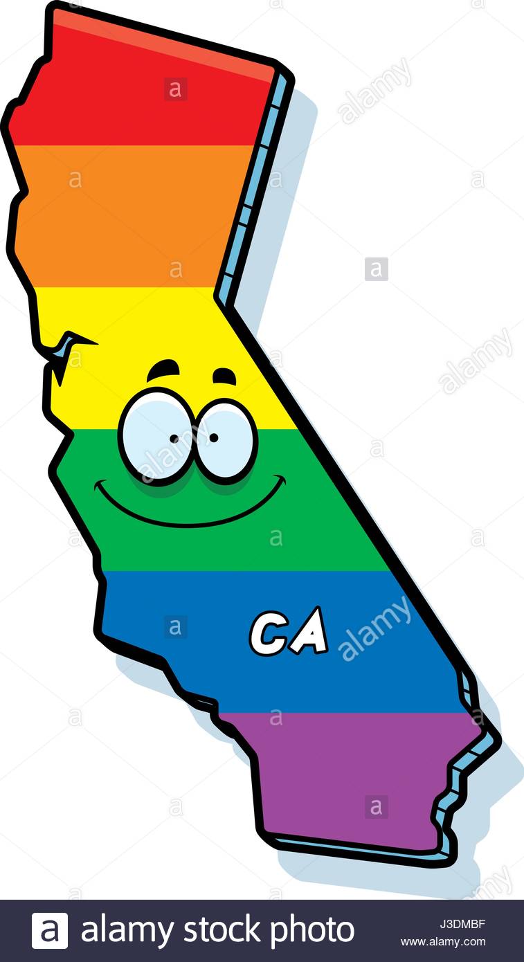 757x1390 A Cartoon Illustration Of The State Of California Smiling