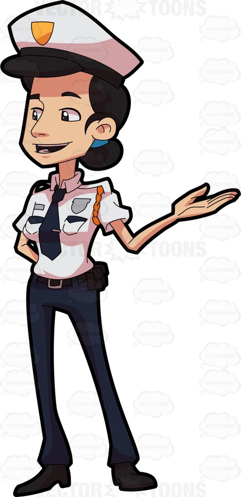 497x1024 A Friendly Lady Guard On Duty Cartoon Clipart Vector Toons