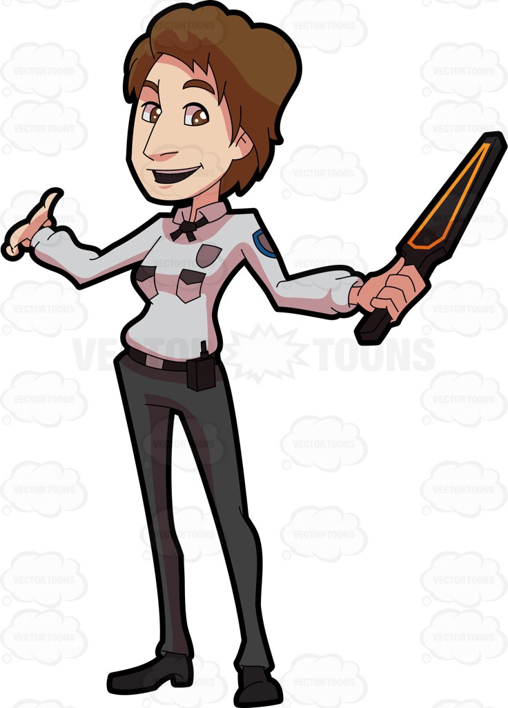 736x1024 A Welcoming Female Guard On Duty Cartoon Clipart Vector Toons