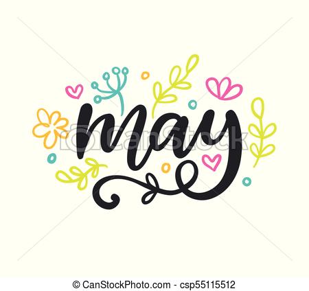 450x424 May. Spring Modern Calligraphy. Seasonal Hand Written Vector