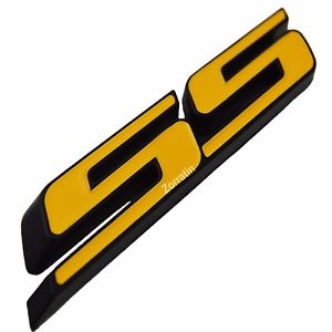 300x300 Black Outline Yellow Ss Letter Fender Lid Emblem Badge Chevy