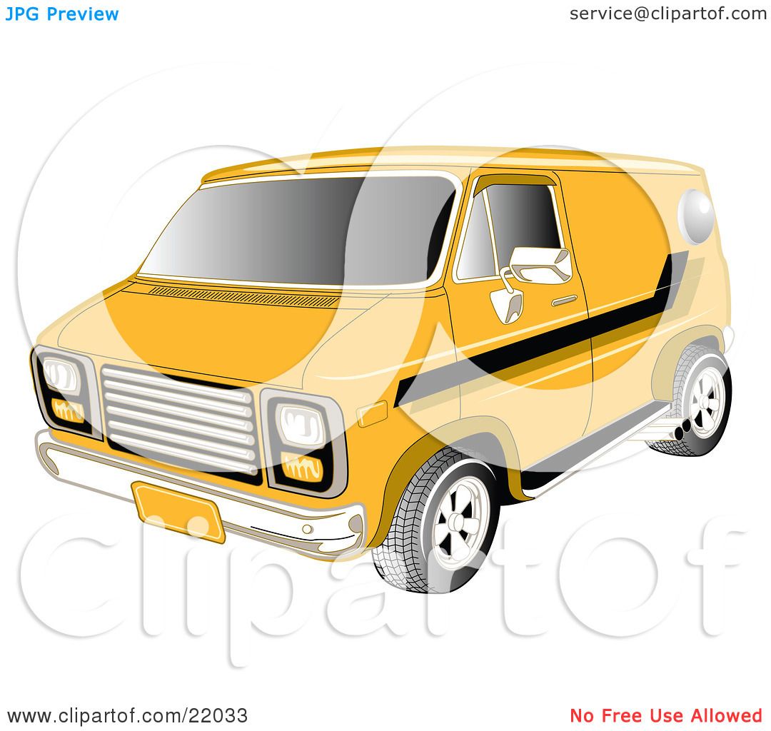 1080x1024 Clipart Illustration Of A Yellow 1979 Chevy Van With Tinted