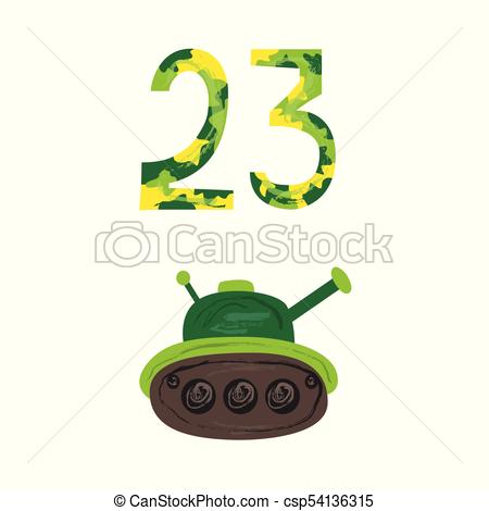 450x470 Military Green Tank, 23 Camouflage Numbers Icon. Vector Flat