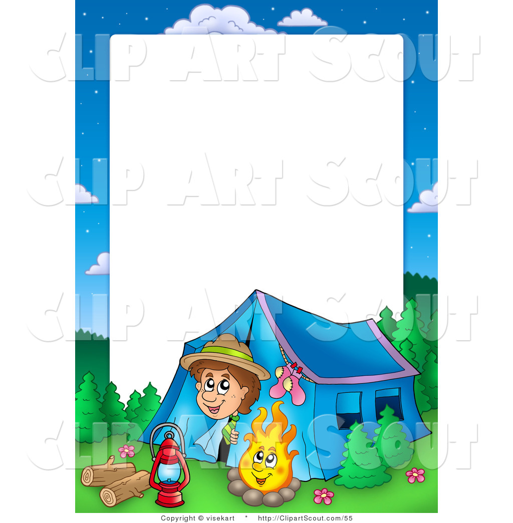 1024x1044 Clipart Of A Boy Camping Border Frame Around White Space For Text