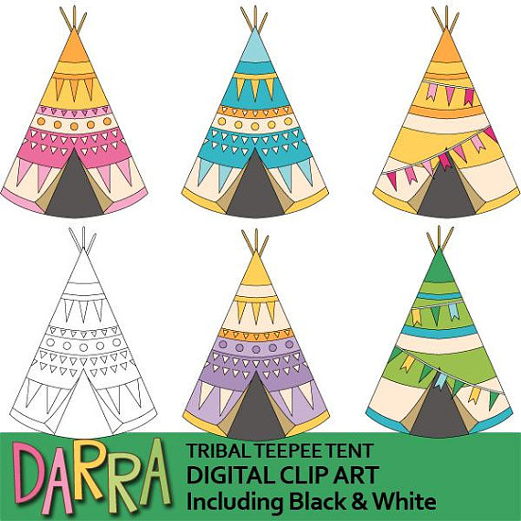 570x570 Tribal Teepee Tent Clipart Camping Clipart Commercial Use