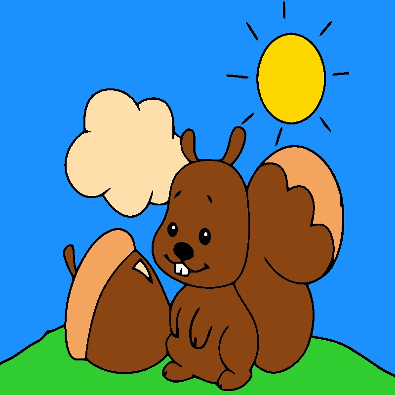 800x800 Colouring Picture Squirrel