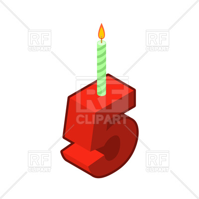 400x400 Number 5 With Candles For Birthday Cake Royalty Free Vector Clip