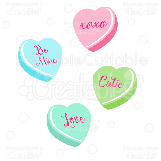 650x650 Valentine's Candy Hearts Svg Cut Files Amp Clipart