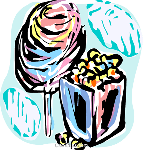 458x480 Cotton Candy And Popcorn Royalty Free Vector Clip Art Illustration