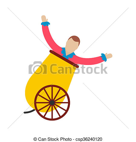 450x470 Circus Man In Cannon Icon Isolated On White Background Clip Art