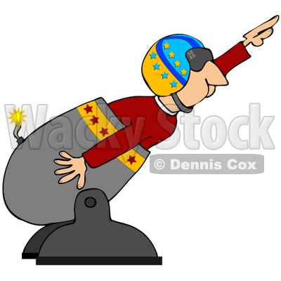 400x400 Clipart Illustration Of A Male Human Cannonball In A Helmet