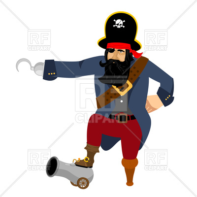 400x400 Pirate With Hook And Cannon Royalty Free Vector Clip Art Image