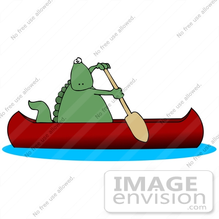 450x450 Cliprt Graphic Of Green Dinosaur Using Paddle To Propel