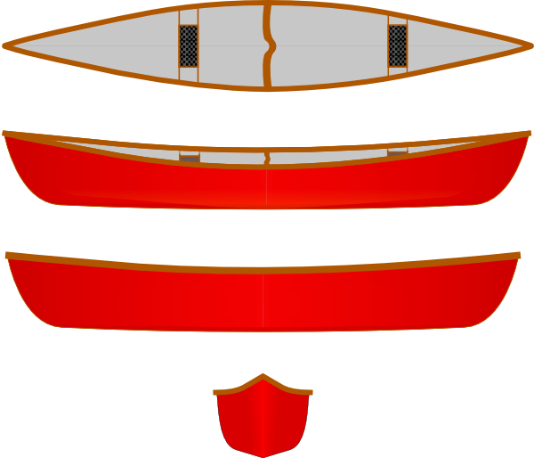 600x514 Red Canoe, Multiple Views Clip Art