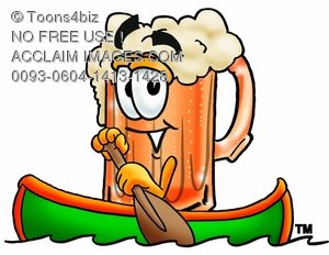 300x232 Stock Clipart Image Of A Cartoon Beer Mug Character Canoeing