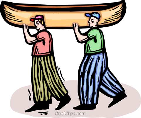 480x401 Two People Carrying A Canoe Royalty Free Vector Clip Art