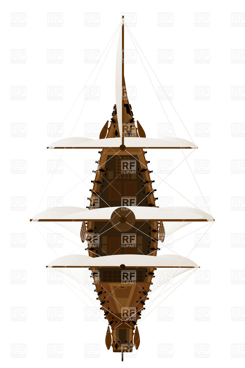 800x1200 Battle Frigate With Cannons Royalty Free Vector Clip Art Image