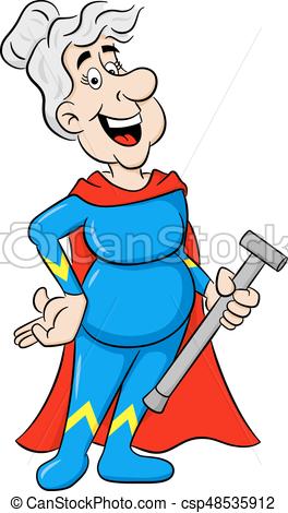 264x470 Vector Illustration Of A Senior Super Heroine With Cape Vector