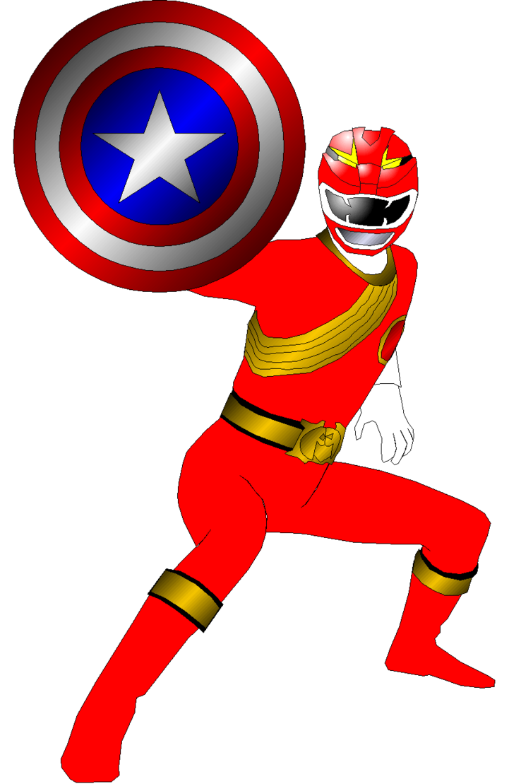 721x1109 Wild Force Red With Captain America Shield By Rangeranime