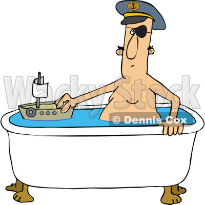 400x400 Cartoon Of A Man Playing Sea Captain With A Boat In A Bath Tub