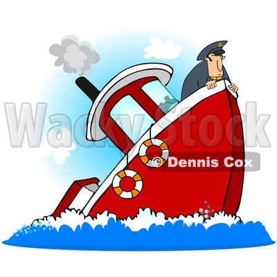400x400 Royalty Free (Rf) Clipart Illustration Of A Captain On A Sinking