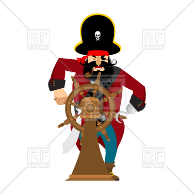 400x400 Captain Of Pirate In Wheel Isolated Royalty Free Vector Clip Art