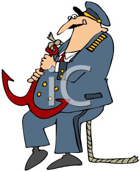 285x350 Cartoon Of A Ship's Captain Holding An Anchor