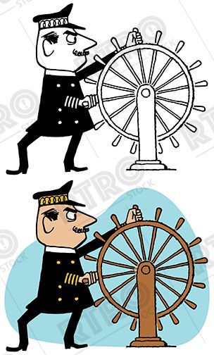 304x504 A Sea Captain Steers His Ship With A Big Round Wooden Wheel