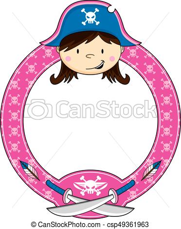 372x470 Girl Pirate Captain. Cute Cartoon Pirate Captain With Swords