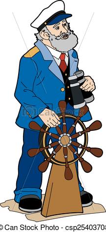 216x470 Ship's Captain. Vector Illustration Of A Sailor, Eps 8 File.