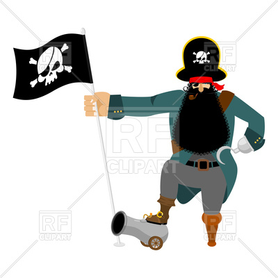 400x400 Pirate With Hook And Cannon Royalty Free Vector Clip Art Image