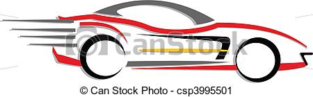 450x140 Line Art Of Sports Car. Vector Illustration Of Fast Moving