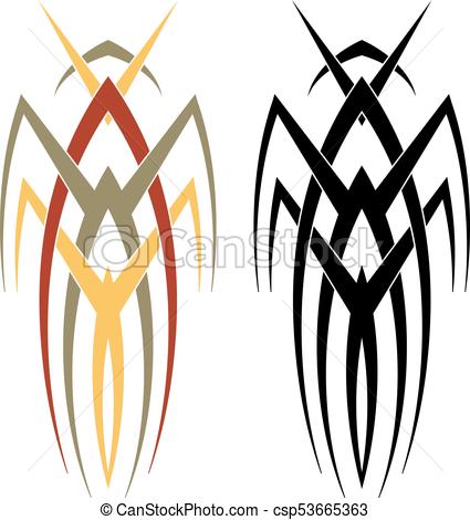 425x470 Tribal Car Decal Vinyl Ready Vector Illustration Clip Art Vector
