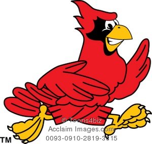 300x285 Clipart Cartoon Cardinal Running