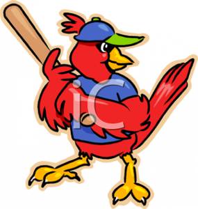 285x300 Royalty Free Clipart Image A Cardinal Playing Baseball