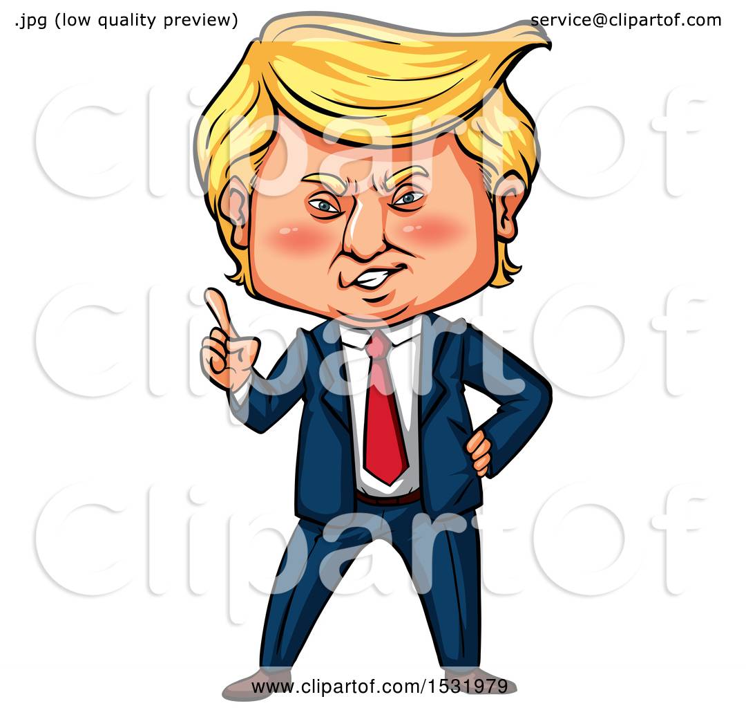 1080x1024 Clipart Of A Caricature Of Donald Trump Holding Up A Finger