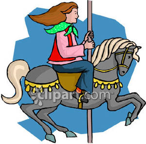 300x296 Girl Riding A Carousel Horse