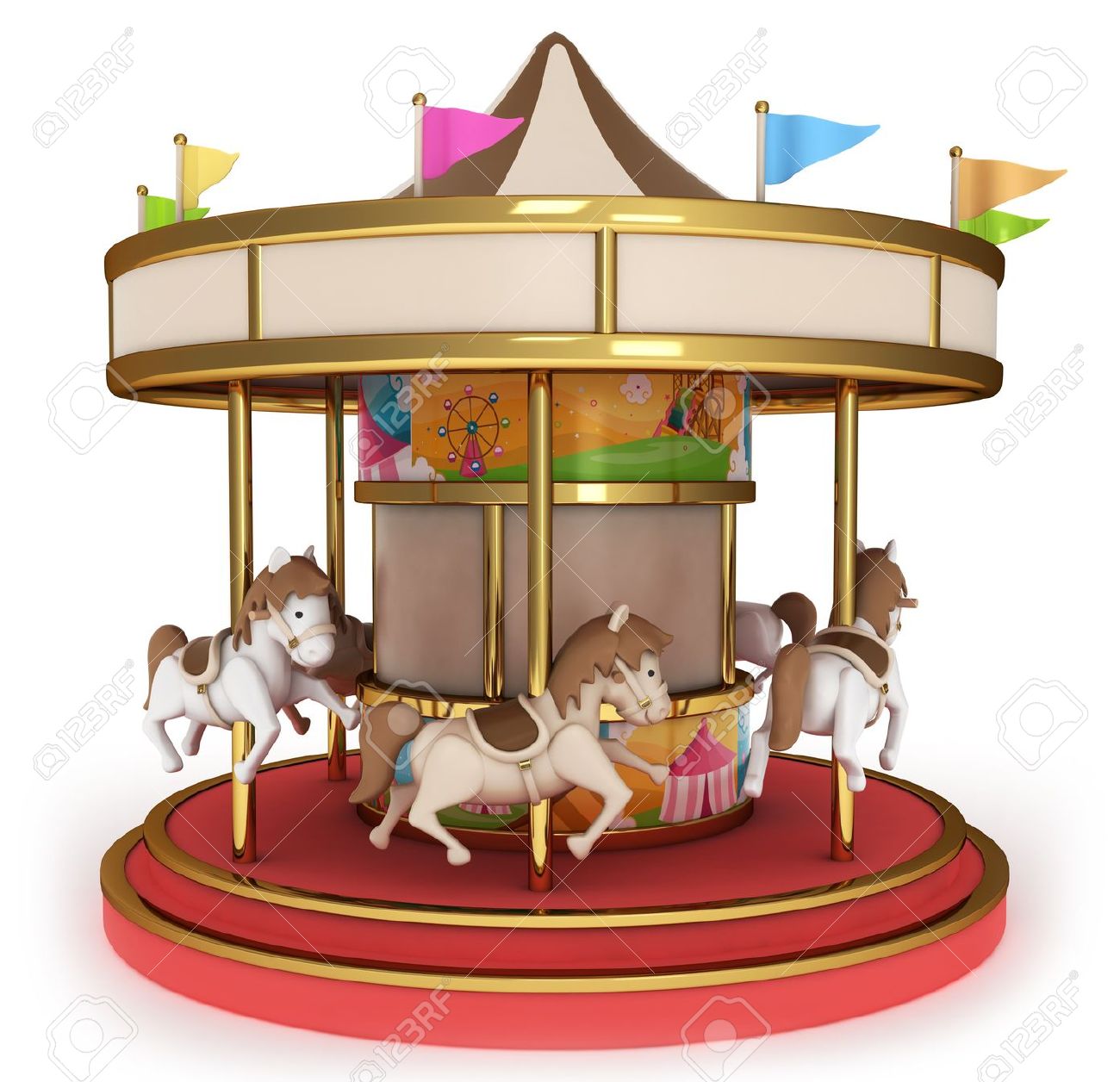 1300x1256 Animal Ride Carousel In An Amusement Park Clipart