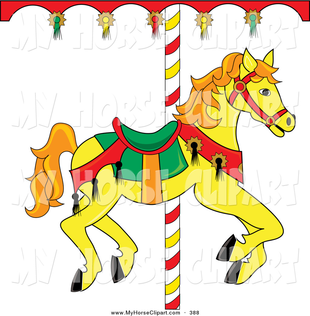 1024x1044 Clip Art Of A Yellow Carousel Horse With Orange Hair On White By