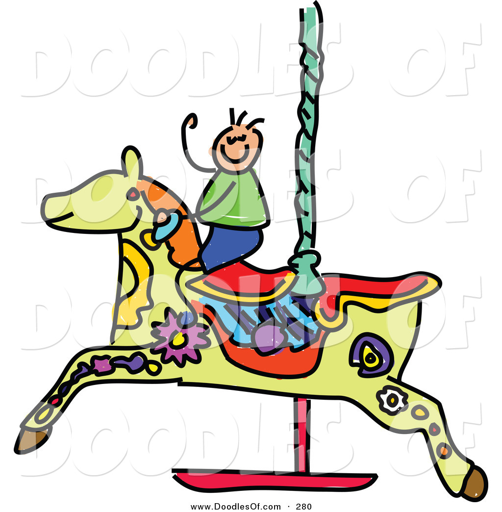 1024x1044 Vector Clipart Of A Childs Sketch Of A Boy A Carousel Horse